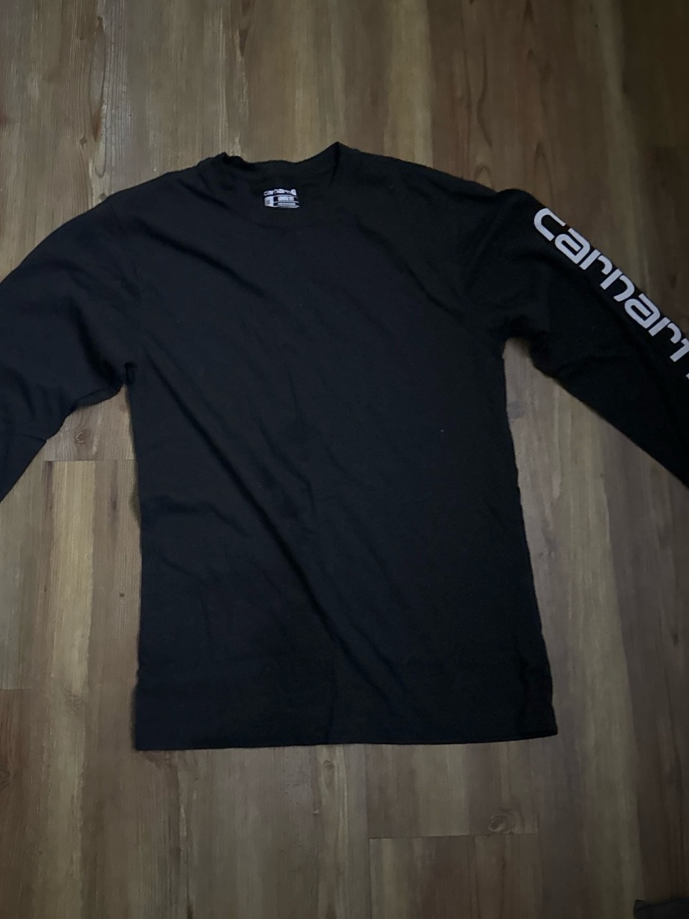 Carhartt Black Long-Sleeve Crewneck Tee with Sleeve Logo xs fits like a small